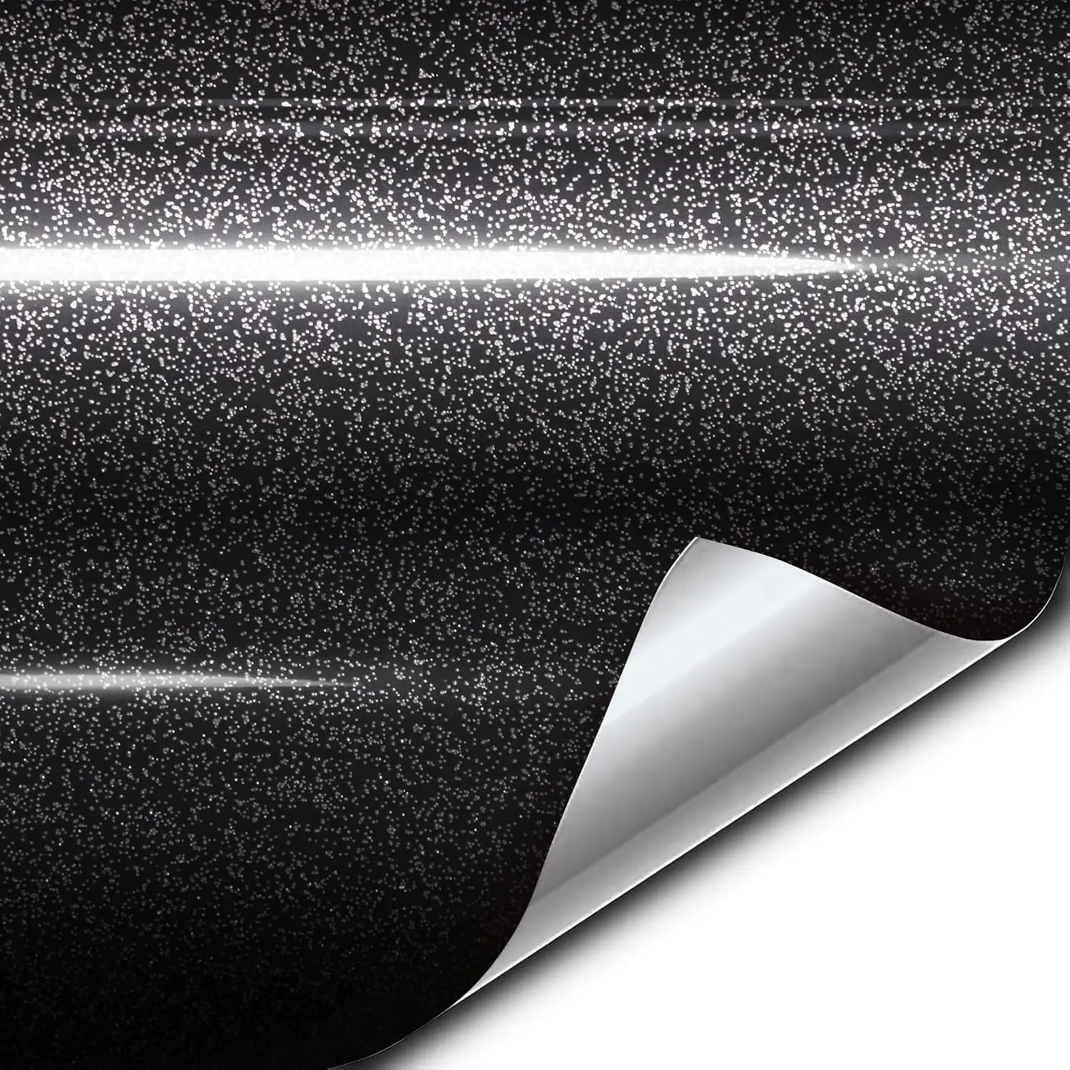 XPO Black Metallic Sparkle Gloss Vinyl  Wrap Film Roll DIY Easy to Install No-Mess (1ft x 5ft)