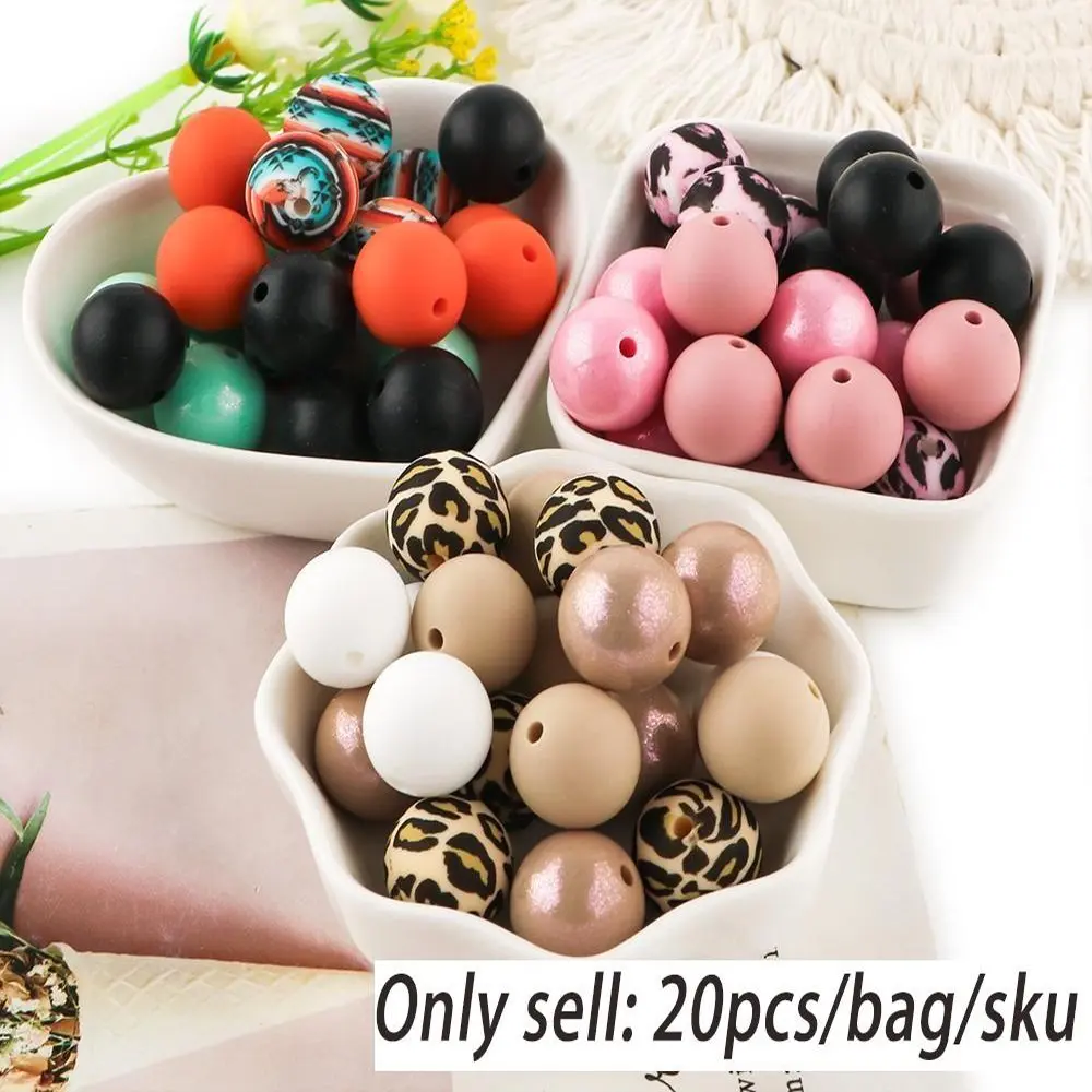 Silicone Beads Kit, 20pcs/set Mixed Color Beads for DIY Jewelry Making, Beads For Crafts, DIY Jewelry Accessories for Bracelet Necklace Earrings, DIY Jewelry Decoration, DIY Beading Accessories, Bead Kits