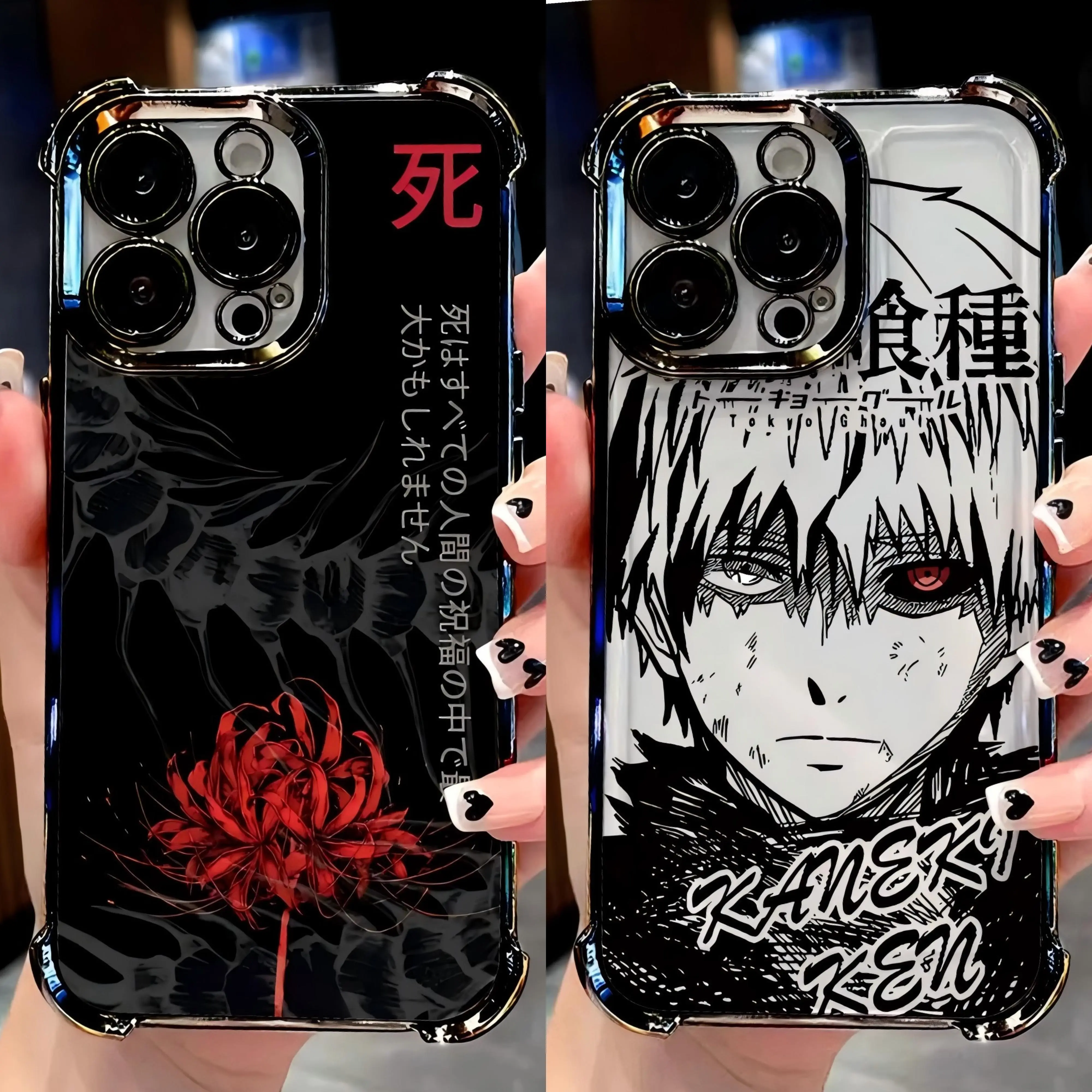 Anime Tokyo Ghoul Smartphone Casing - New Japanese Design Soft Transparent Back Drop Protection Handheld Cellphone Case for iPhone 17 Air,16 ProMax,15 Plus,14,13,12,11 & Samsung Galaxy S26 Ultra,S25 Plus,S24,S23 FE,S22 Devices, Durable