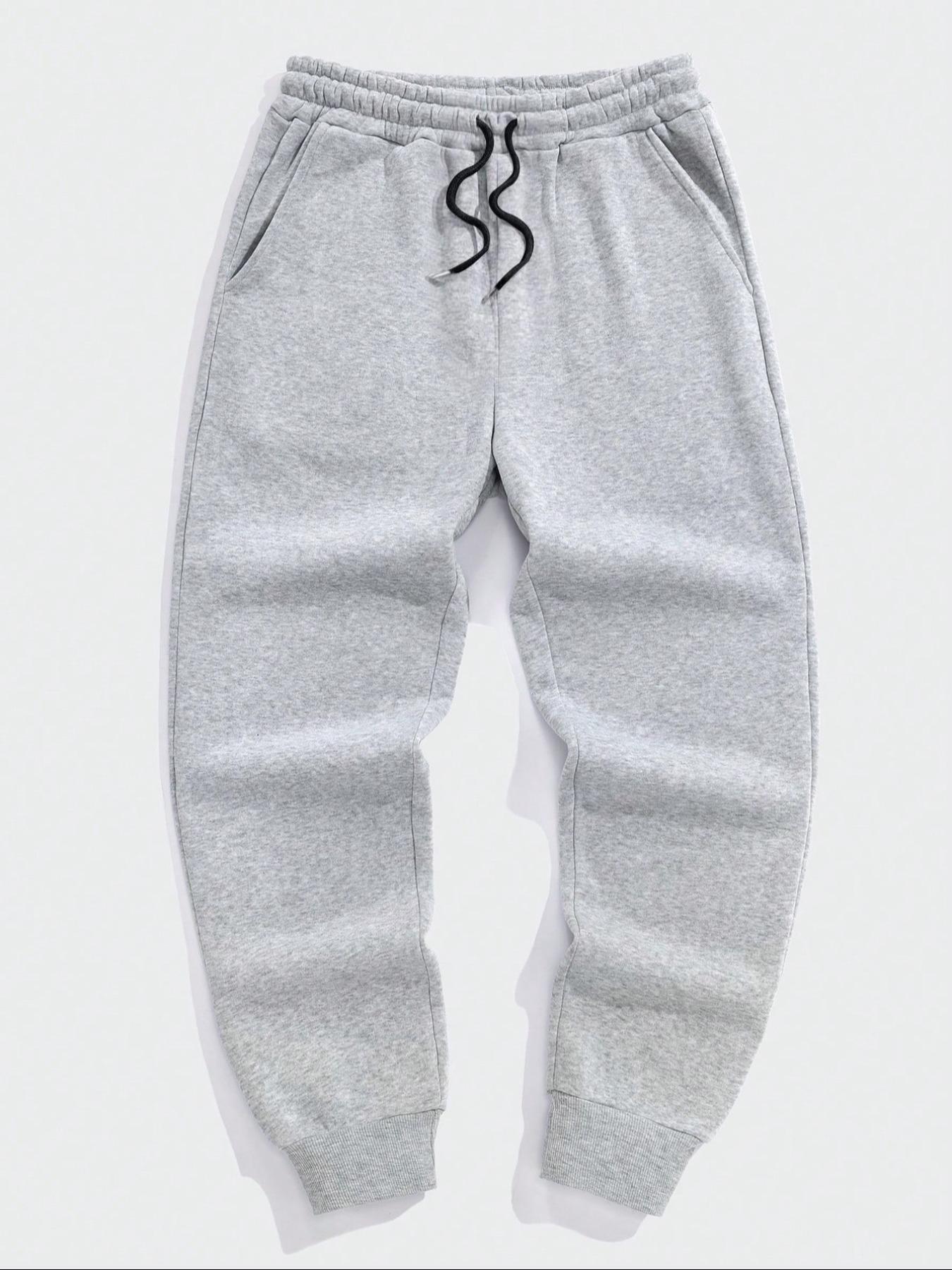 Men's Spring Autumn Solid Color Drawstring Joggers with Ribbed Cuffs, 5-Pack Casual Outdoor Sports Pants for Comfortable Fit