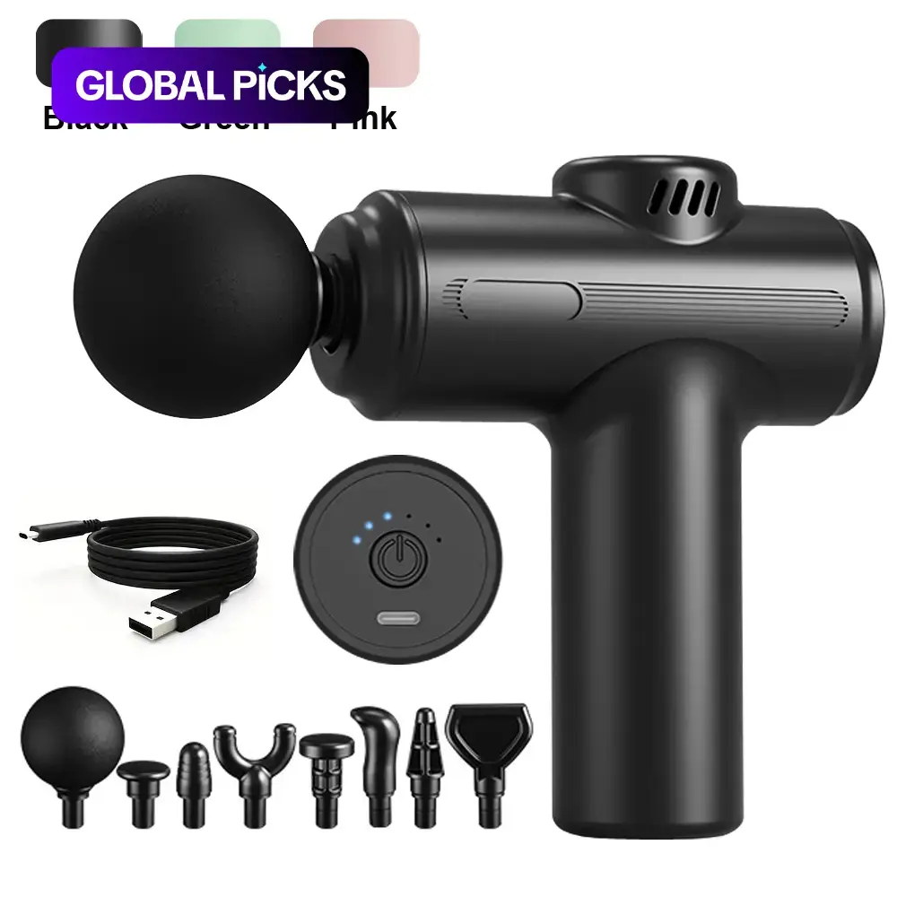 USB Rechargeable Handheld Electric Massager, Mini Muscle Massager with 8 Replaceable Heads, Professional Neck and Shoulder Relaxation Tool, Lightweight, Durable, Neck Shoulder Relaxer, Portable Muscle Massagers #GLOBAL PICKS