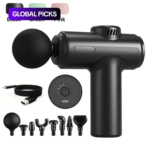 USB Rechargeable Handheld Electric Massager, Mini Muscle Massager with 8 Replaceable Heads, Professional Neck and Shoulder Relaxation Tool, Lightweight, Durable, Neck Shoulder Relaxer, Cordless Rechargeable Massagers #GLOBAL PICKS