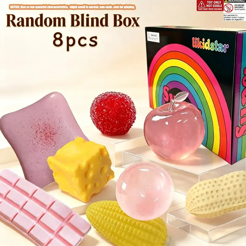 8pcs - Novel Stress Relief Set, Children and Adults Ventilating Stress Relief Toys, Sensory Set, Stress Relief Toys, Creative Slow Rebound, Party Gift, Soft Squeeze Toys, Can also be used as Office Placement Items