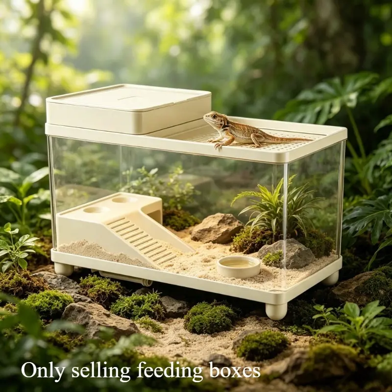 Aesthetic Desktop Turtle Tank For Living Room, Multi‑function Basking Platform And Simulated Landscaping, Dual Water‑land Area, Pet Breeding Box For Baby And Adult Turtles, Enclosure