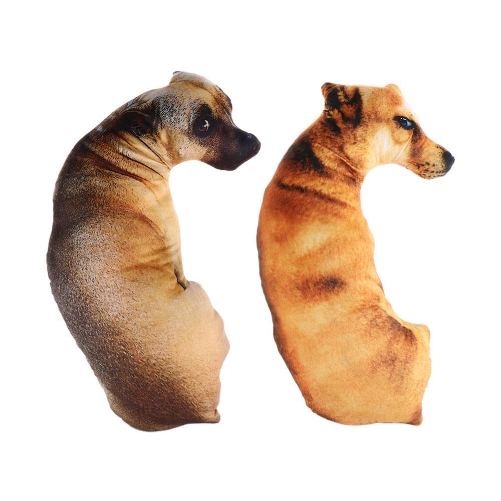 3D Lifelike Animal Cute Bend Dog Printed Throw Pillow Funny Dog Head Cosplay Children Favorite Toy Cushion for Home