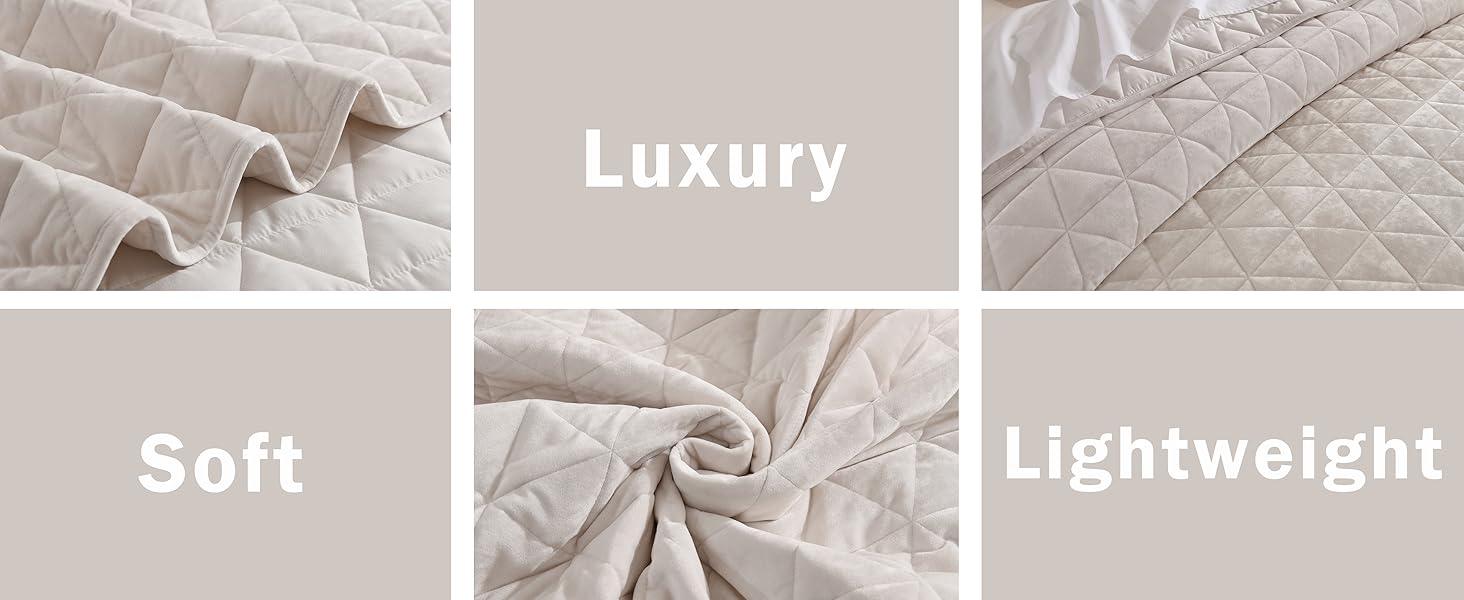 Velvet Set Queen Size Bedding Set, Cream White Velvet Comforter, Luxury Bedspreads Queen Size, Cream White Bedding,Soft Lightweight for All Season