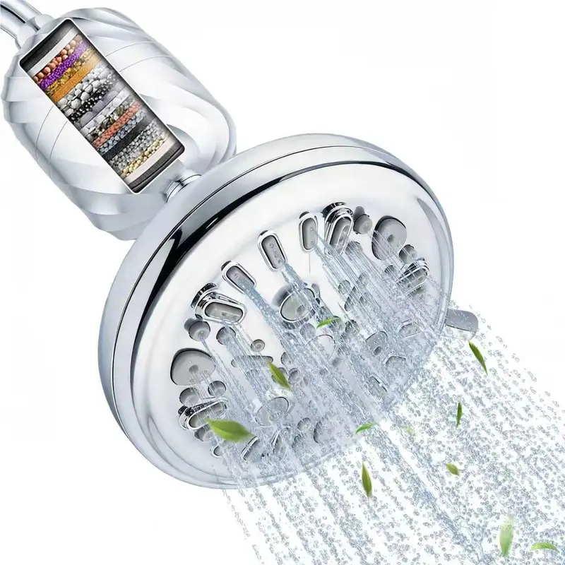 Shower Head Top Spray with 24 Filter Levels, 7 Function Shower, Boost Pressure, Massage, Mist, Rainfall, Remove Chlorine & Impurities
