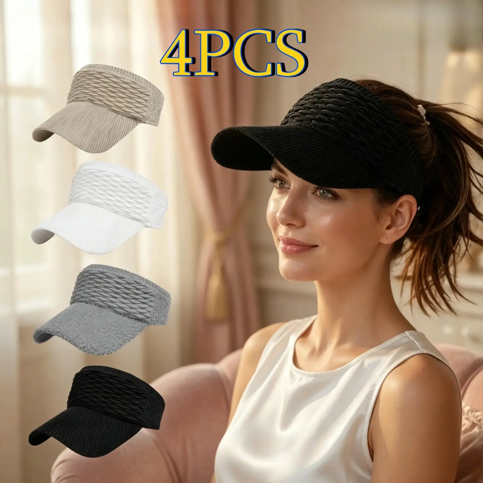 4-Pack Women’s Open Top Ponytail Baseball Caps, Adjustable Breathable UV Protection Sports Hat, Lightweight Summer Outdoor Headwear for Running, Hiking & Daily Casual Outings