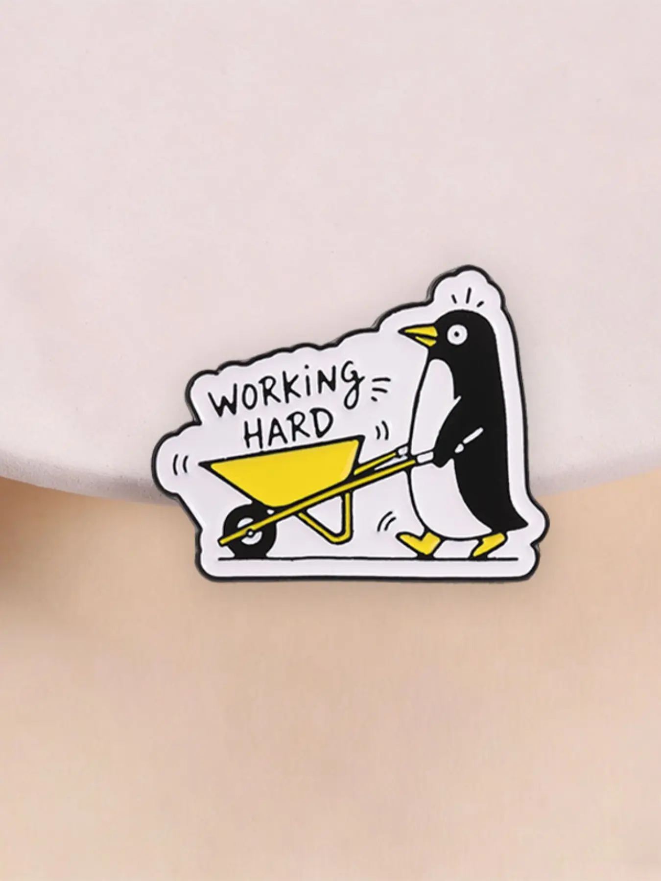 Cute Penguin Unicycle Enamel Pin, "working Hard" Funny Worker Quote Badge, Fashion Backpack Accessory, Creative Gift for Friends