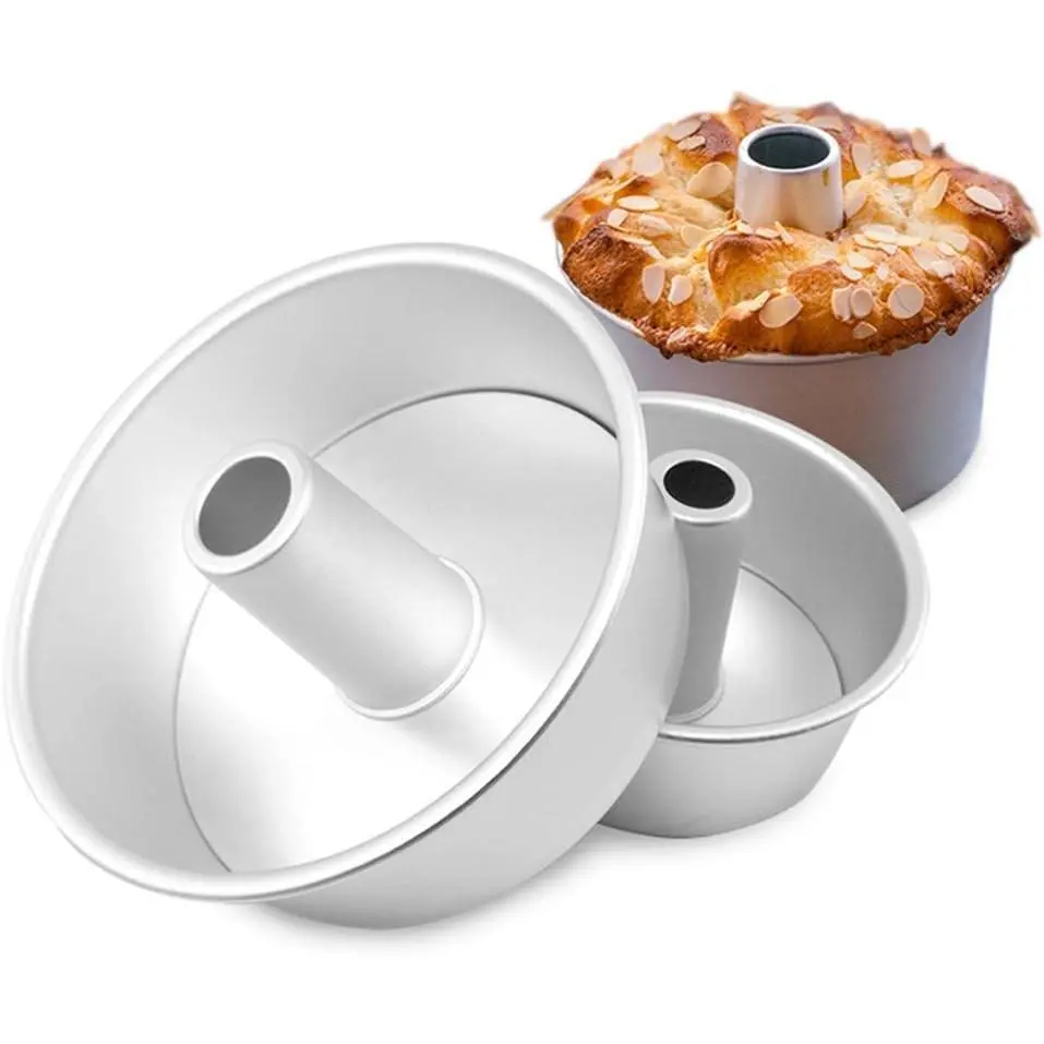 8 inch Round Aluminum Chiffon Cake Tube Baking Pan Mould with Removable Bottom