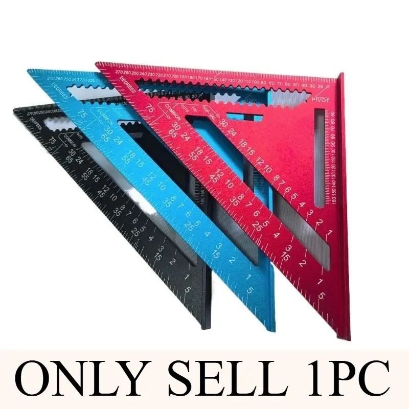 12 inch aluminum alloy triangle ruler, precision woodworking measuring tool, Hand measuring tool, with angle protractor and metric scale, durable metal structure, suitable for precise measurement, Home, Measuring Instrument