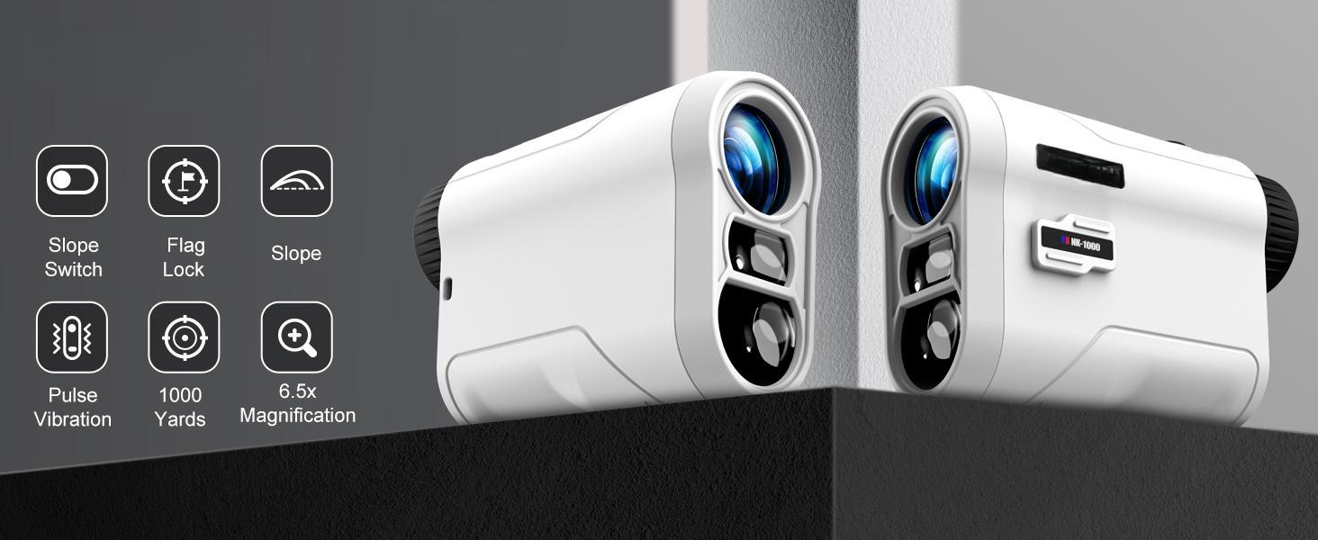 Golf Rangefinder with Slope and Pin Lock Vibration, External Slope Switch for Golf Tournament Legal, Rangefinders with Rechargeable Battery 600/1000YDS Laser Range Finder