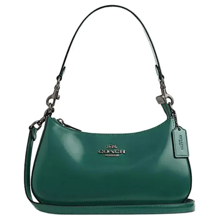 COACH Teri 25 Crossbody Shoulder Bag for Women, Logo-Zip Closure, Genuine Leather, Medium Size, Grandmother Green