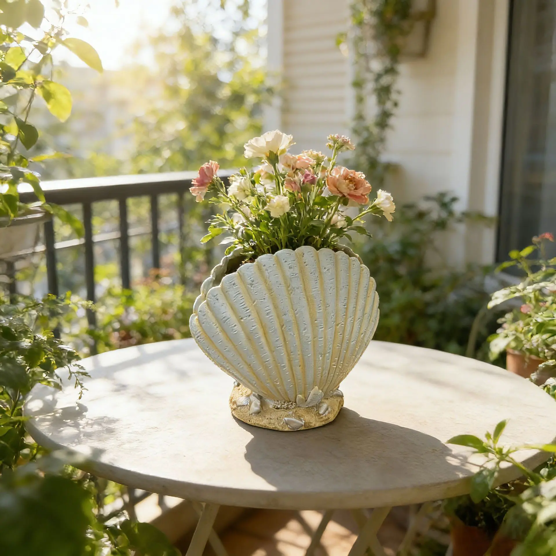 Creative Shell Seashell Flower Pot, Resin Craft Succulent Planter, Simple Home Decor, Window Shelf Bookend, Elegant Design