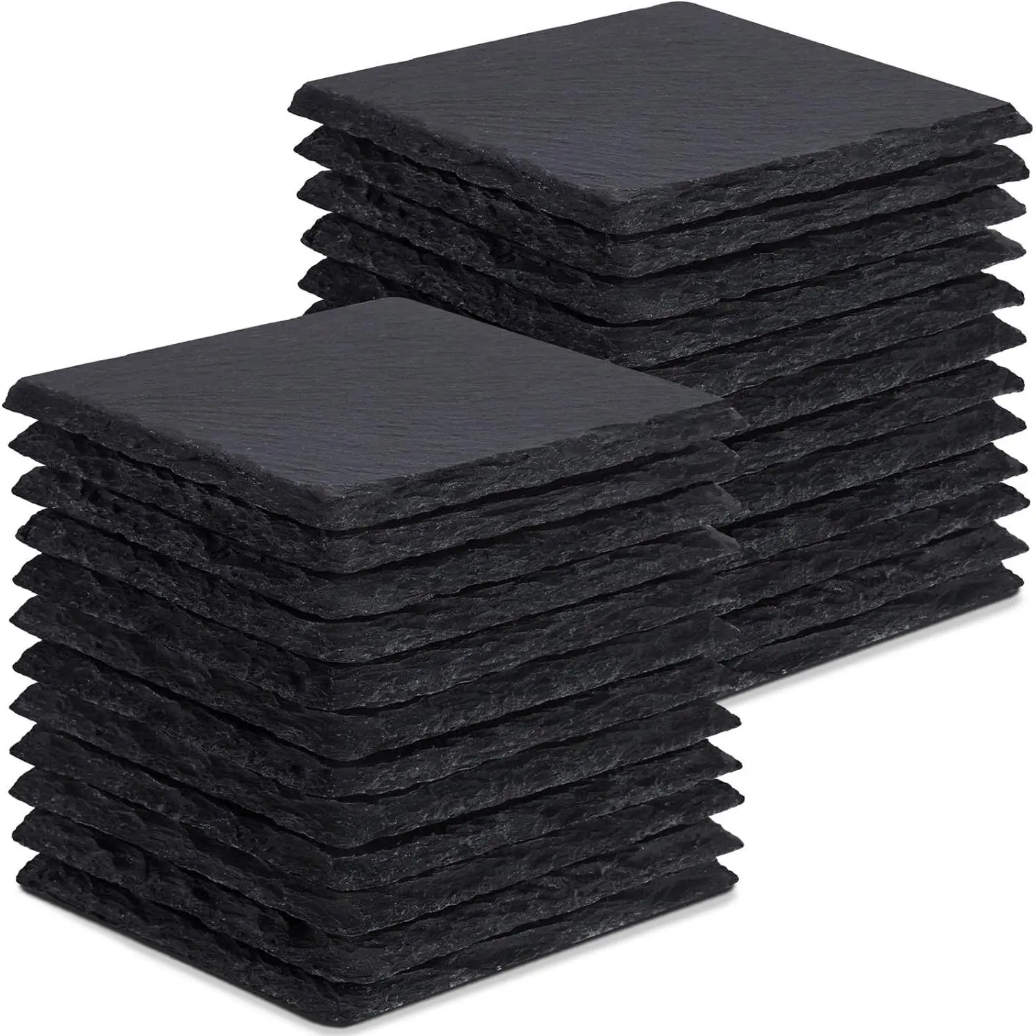24 Pieces Slate Drink Coasters, 4 Inch Black Coasters Stone Coaster Set, Laser Engraving Blanks with Anti-Scratch Bottom for Home Office Kitchen Housewarming Gifts Wedding Party, Square
