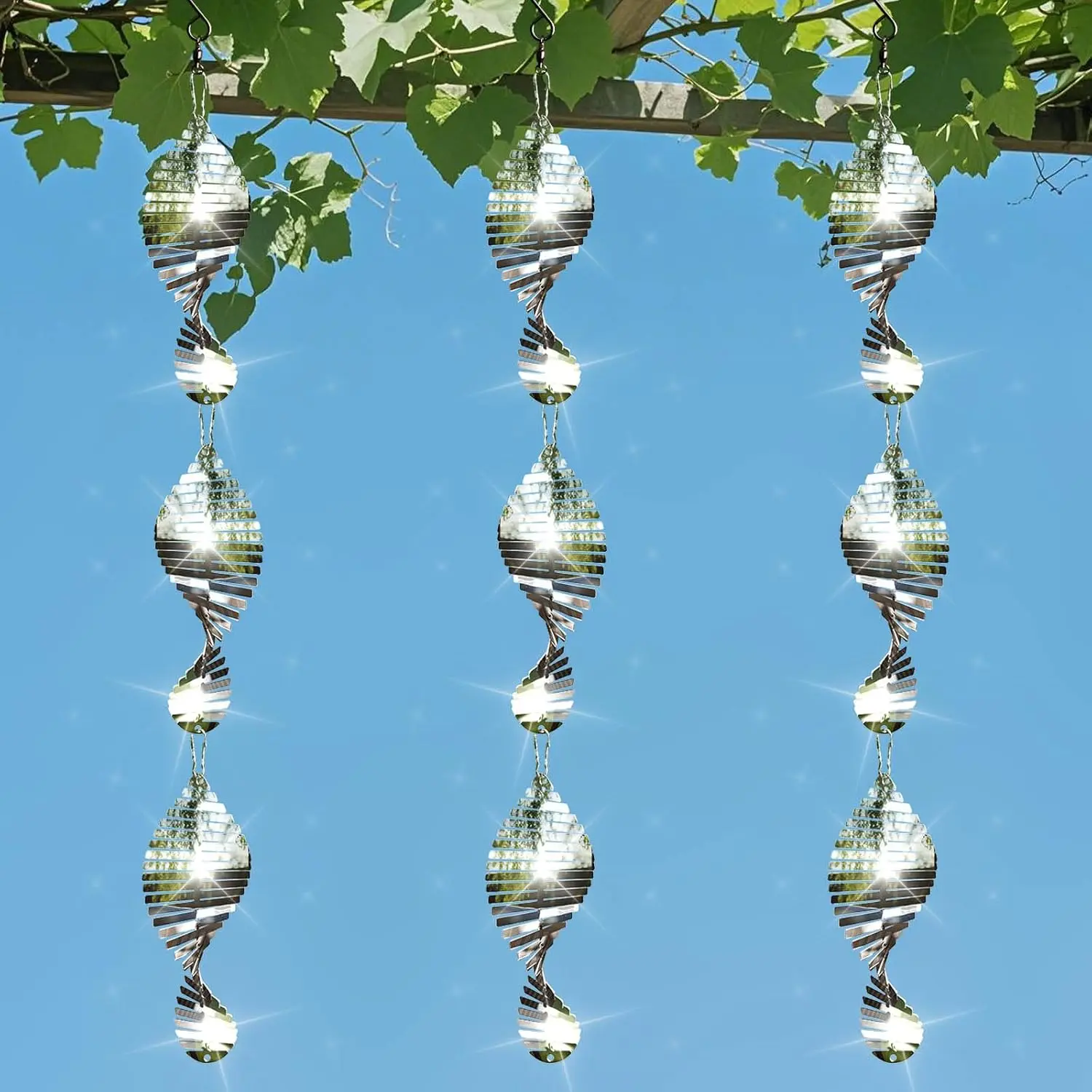 9 PCS Stainless Steel Bird deterrents for Outside,3D Bird Scarer Discs Set Pigeon Deterrent,Crow Deterrent,Bird reflectors to Keep Birds Away Woodpecker Deterrent for House