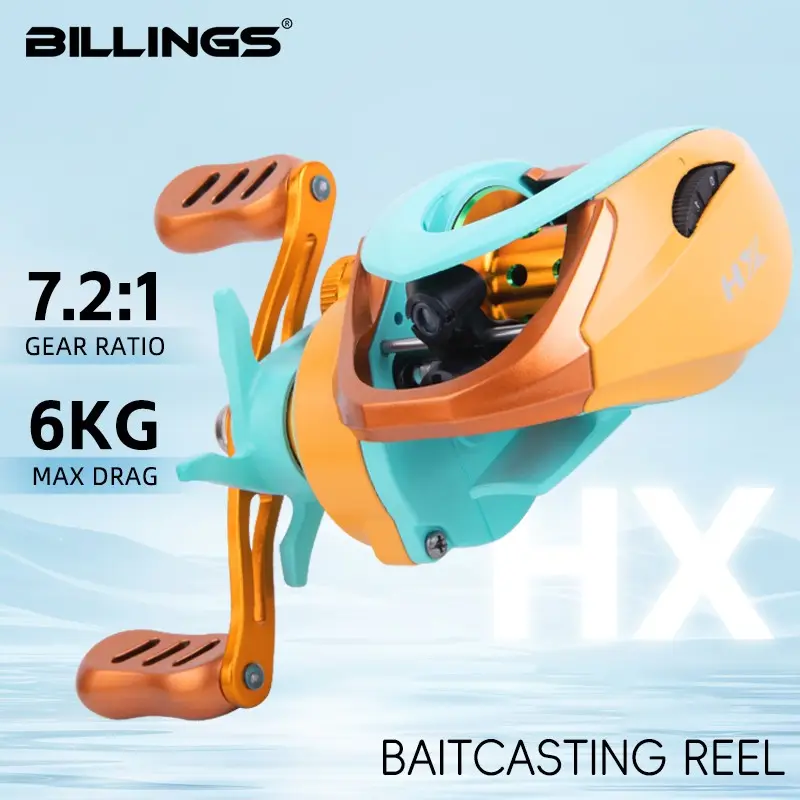 Billings Hx Series Casting Reel, 7.2:1 Gear Ratio, 13lb Brake Force, Lightweight 153g, Ceramic Line Guide, Ideal for Bass Fishing, Fishing Equipment