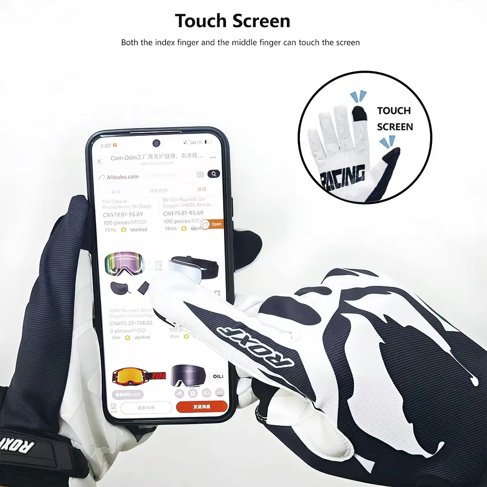 Full Finger Split Sports Gloves, Touch Screen Compatible, Breathable Wear Resistant Bike Gloves with Anti-Slip Shock Absorbing Palm Pads, Adjustable Cuff Multi-Purpose Gloves for Motorcycle Racing, MTB, Motocross, Baseball Batting, Golf Training, Gym