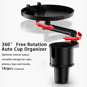 Car Cup Holder Tray, 360-Degree Rotating Dashboard Organizer, Drink & Phone Stand, Compact Storage Solution for Vehicles