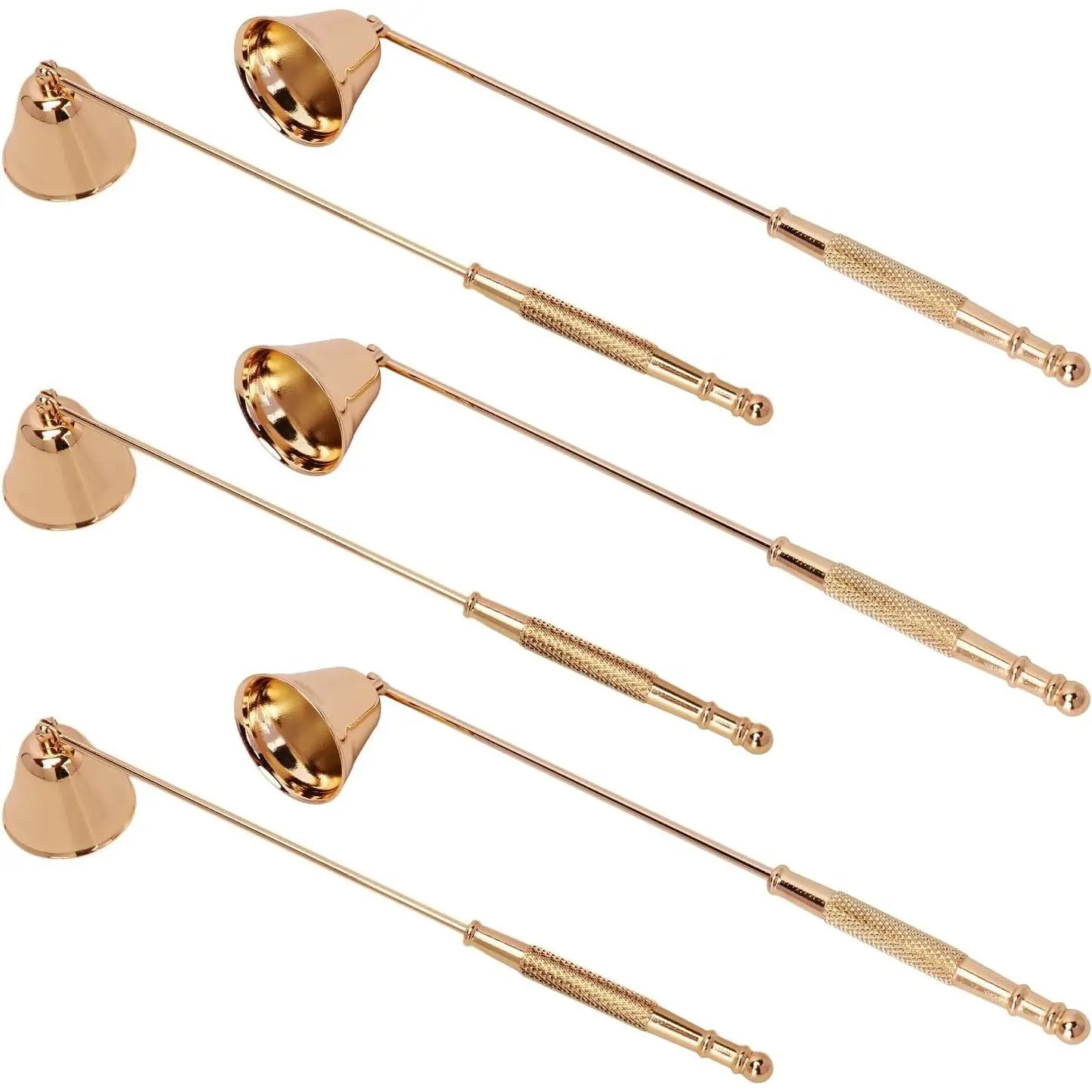 6 Pack Golden Candle Snuffer Vintage, Premium Stainless Steel Wick Flame Extinguisher, 8.3 Inch Wick snuffer with Long Handle, Elegant Design for Candles, Candle Accessory for Candle Lovers