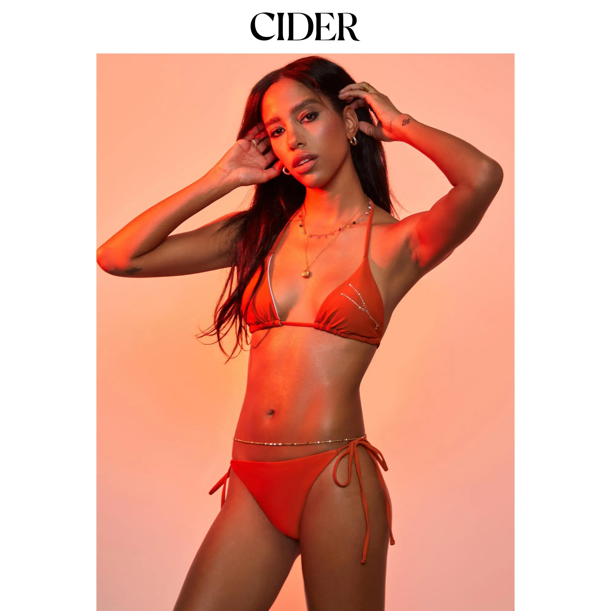Cider 12 Zodiac Signs Rhinestone Halter Triangle Bikini Swimsuit