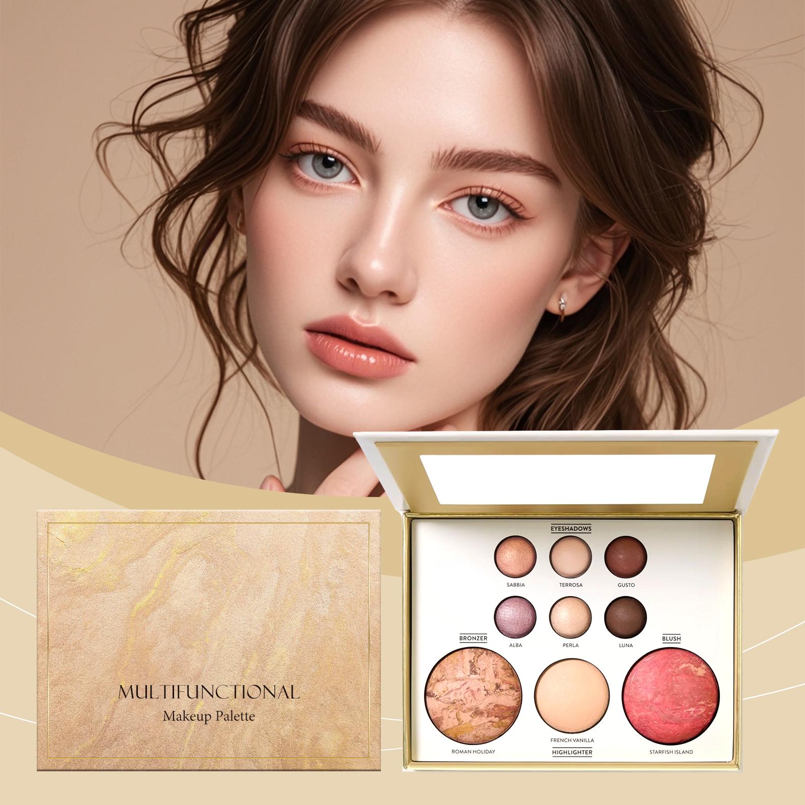 AMZ A Multi-Functional Makeup Palette Featuring Gilded Eyeshadow, Contouring, Blush, Highlighter, And Eye-Lifting