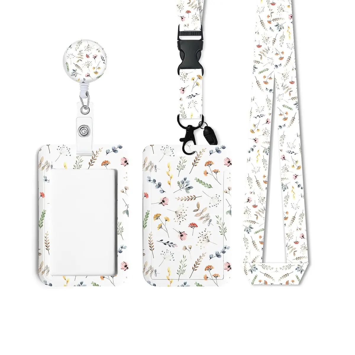 Small Floral Base Flower Resin Belt Clip, Adjustable Badge Scroll ID Keychain, Necklace Strap, Fashion Accessory for Daily Use