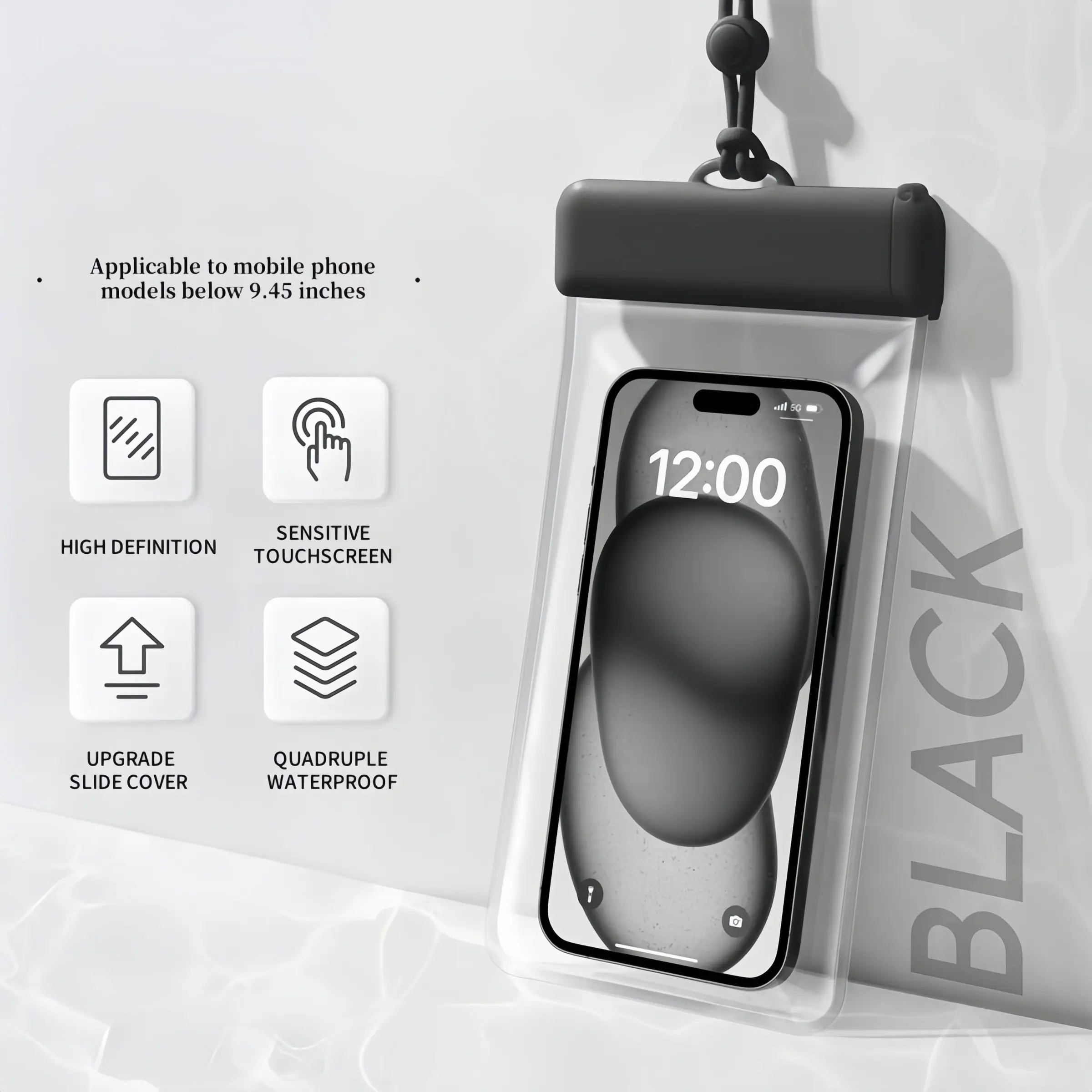 Waterproof Phone Case Ipx8, Side Clip and Dual Seal, Fits Up to 7.2 Inch Phones, Ideal for Swimming, Diving, Vacation Essentials, Waterproof Phone Pouch