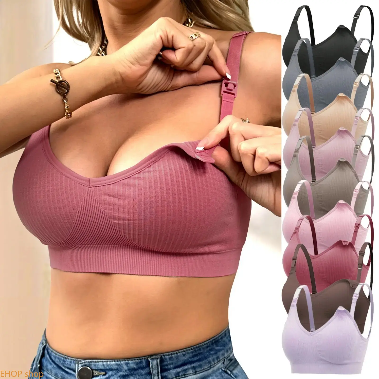 Women Maternity Nursing Bra, Comfort Wire-Free Pregnancy Breastfeeding Bra, Supportive Anti-Sagging Gathering Intimates for Postpartum Breastfeeding Daily Wear multicolor gemstone vibrant hue groom gift wide voltage pocket case travel jewelry bag,sohochic