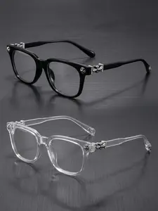 Gigula 2-Pack Metal Frame Blue Light Blocking Glasses, Fashionable Classic Casual Unisex Eyewear, Stylish Eyeglass, Stylish Plain Sunglasses