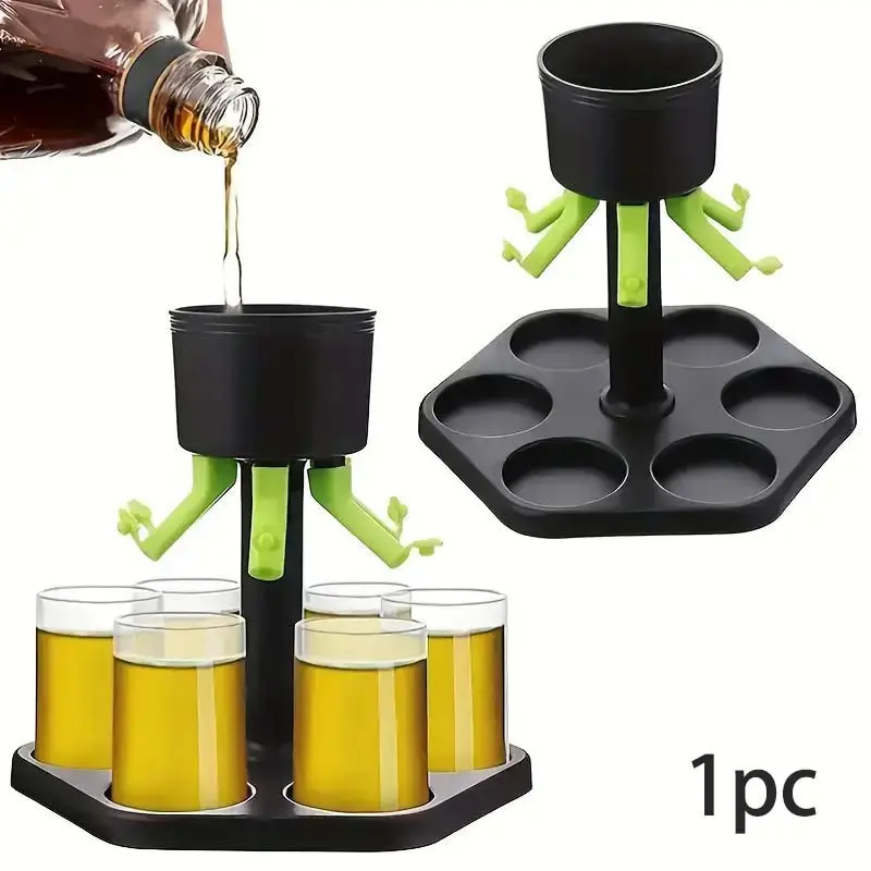 6-Cup Beverage Dispenser Rack, Multi-Pour Drink Station for Beer, Cocktails, Soda, Perfect for Parties, Game Nights, Gatherings