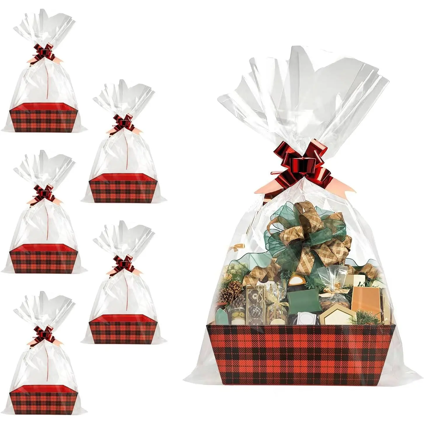 Basket For Gifts Empty, 5 count Sturdy Diy Bulk  Basket  Market Tray Cardboard Basket With Handles,  Baskets Kit Supplies Wrap To Fill For Valentines Christmas Weddings Anniversaries
