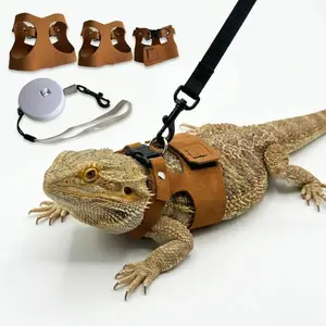 3-Pack Reptile Harness & Leash Set – Adjustable Soft Microfiber Suede for Lizards & Bearded Dragons