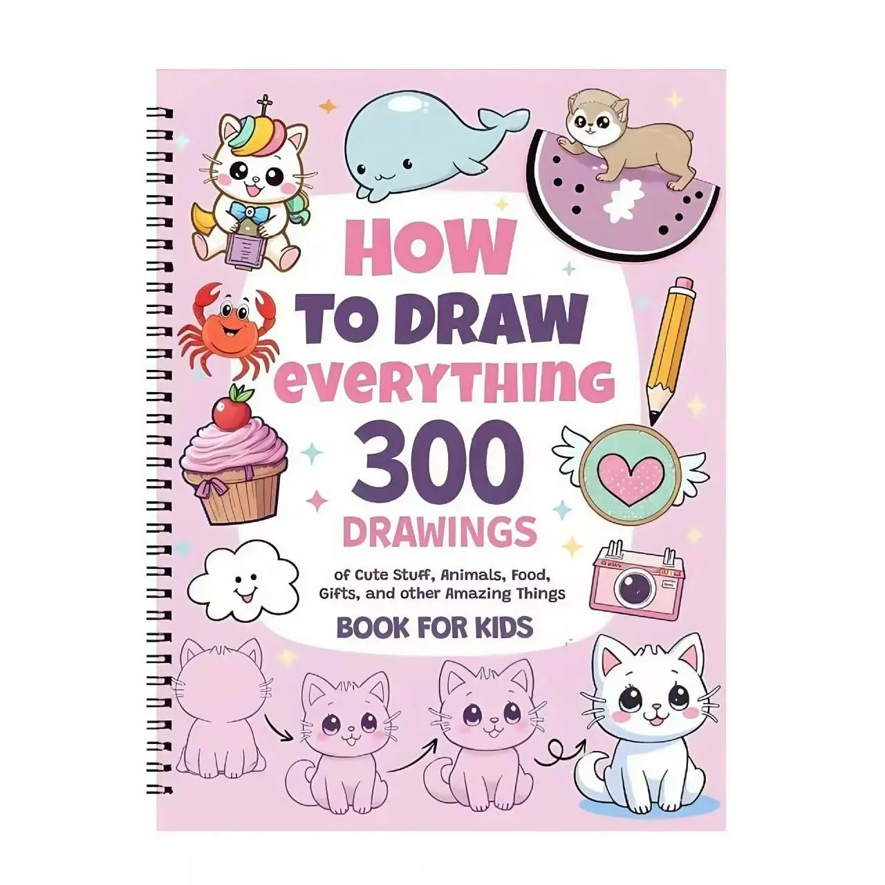 Drawing Coloring Book, Fun and Cute Design, Spiral Bound, Available in Two Colors, Perfect for Kids' Art Activities