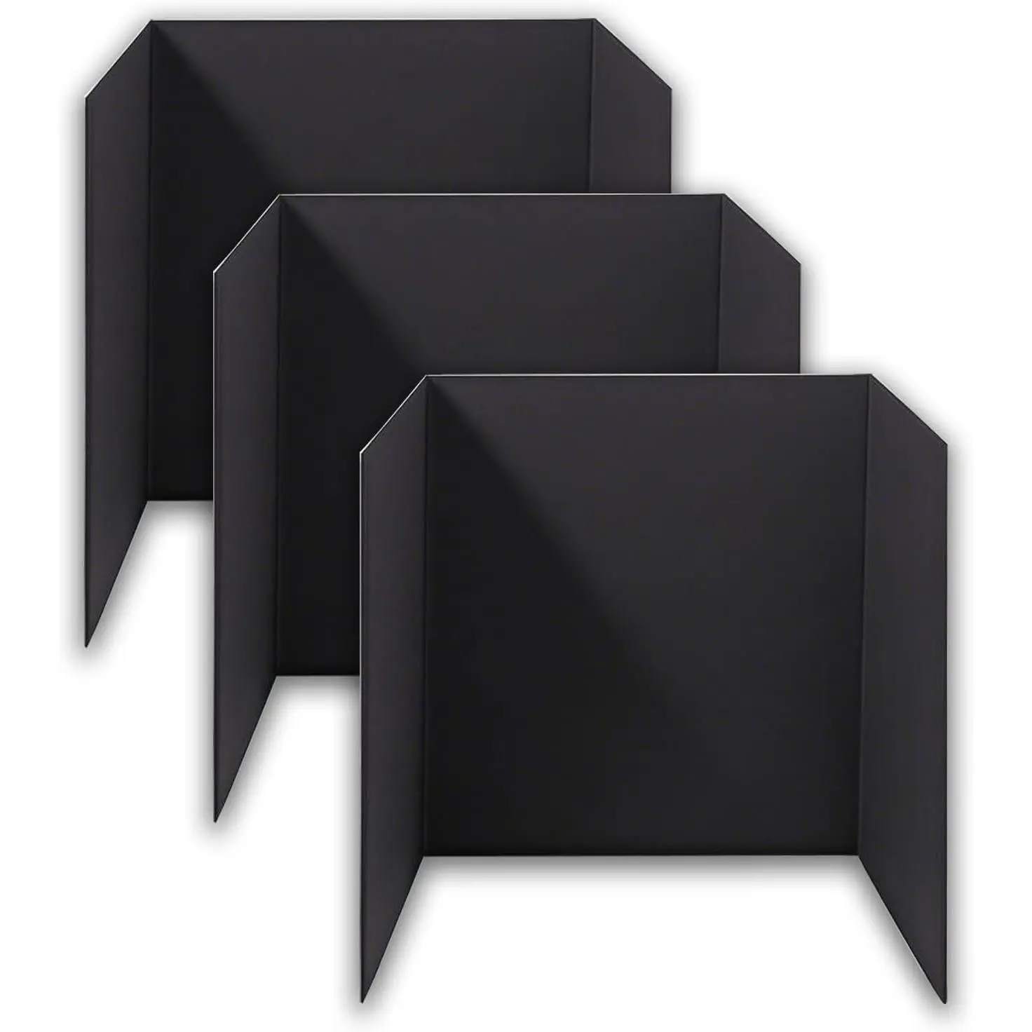 3-Pack Black Trifold Display Boards, 24 x 16 Inches Tri-Fold Corrugated Presentation Boards for Classroom Projects, Science Fairs, Business Events, and Exhibits