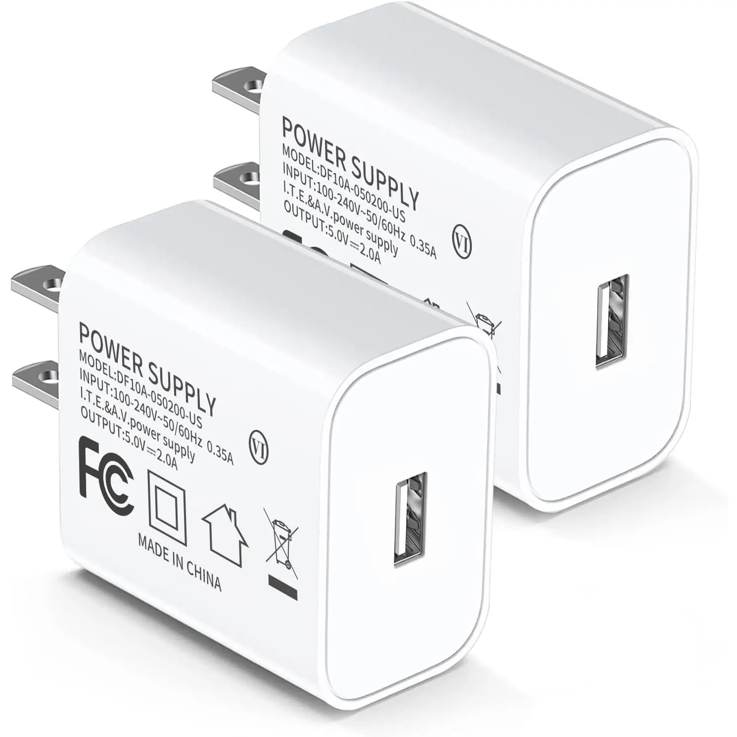 5V 2A Power Adapter UL Certified, USB Wall Charger 2-Pack –   Plug Cube for  13/14/15/16/16 Pro/Pro Max/Plus, XS/XR/X & Watch Series 7/8, Ideal for  & Travel Use