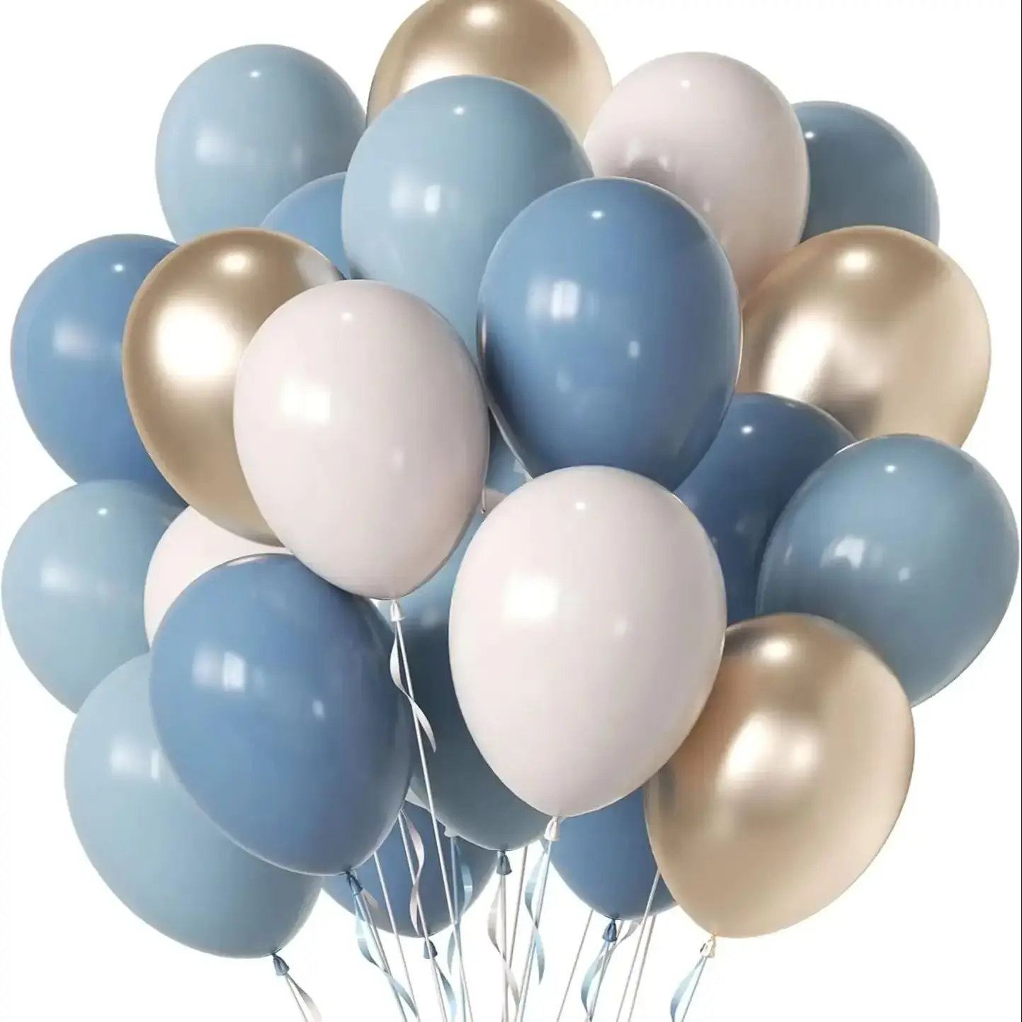 50pcs Blue Champagne Gold Latex Balloons Set, Perfect for Baby Baptism, Birthday, Anniversary, Wedding Party Decorations