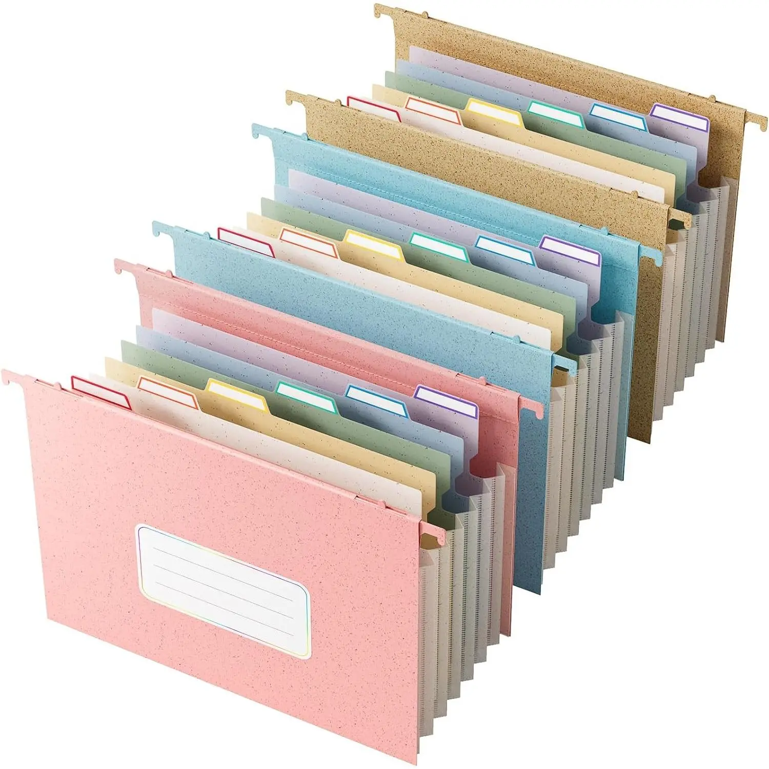 Wheat Straw Expanding Hanging File Folders, 3 Color File Organizer | 1.2" Accordion Pockets, Large Capacity, Letter Size for Filing Cabinet, 100% BPA Free, Return to Nature, Healthy Living