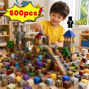 Random Color 10-500 Pcs World Magnetic Building Block Set Pixel DIY Magnetic Cube Brick Construction Magnet Toy STEM Sensory Fidget Kit Smooth Non Toxic ABS Improve Spatial Creativity Xmas Holiday Birthday Gift For Teen Boys Girls Adults Age 14