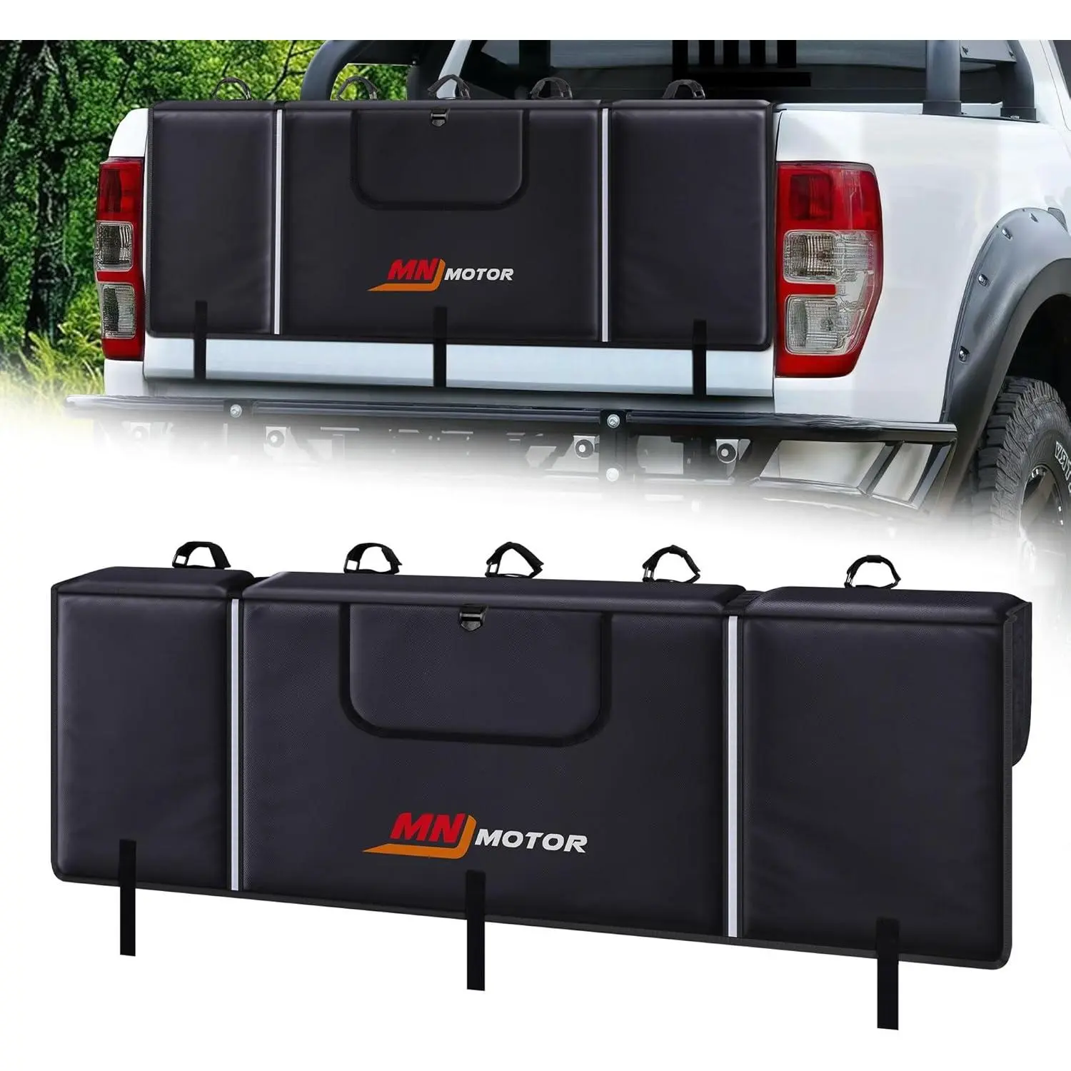 Tailgate Bike Pad, Pickup Truck Tailgate Pad Carry 5 Mountain Bikes Tailgate Cover Tailgate Protection Pad with Reflective Strips Tool Pockets and Rear Camera Opening