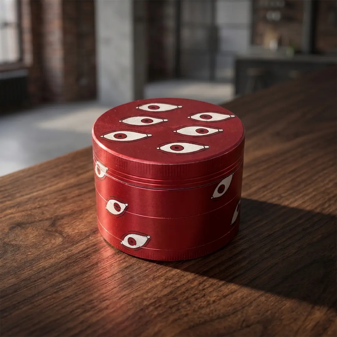 1.97 inch 50mm Red Dice Pattern Spice Grinder Metal Manual Four Layer Salt Grinder Pepper Mortar Spice Zinc Alloy Seasoning Spice Grinder Kitchen Cooking Accessories Kitchen Tool Gift