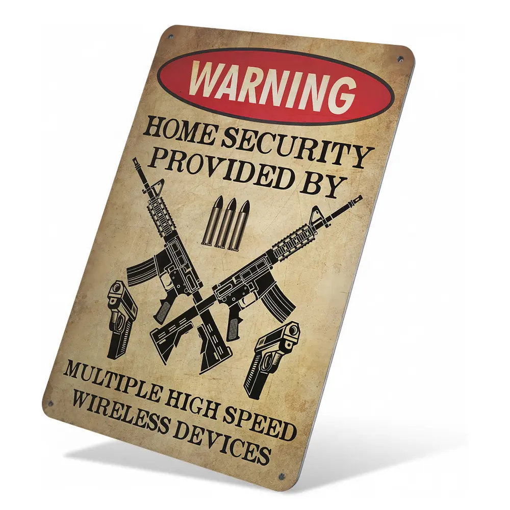 8x12 Inch Aluminium Distressed Retro Metal Warning Sign - High-Speed Wireless Home Security Indicator, Vintage Wall Art Gift for Bedroom Decor