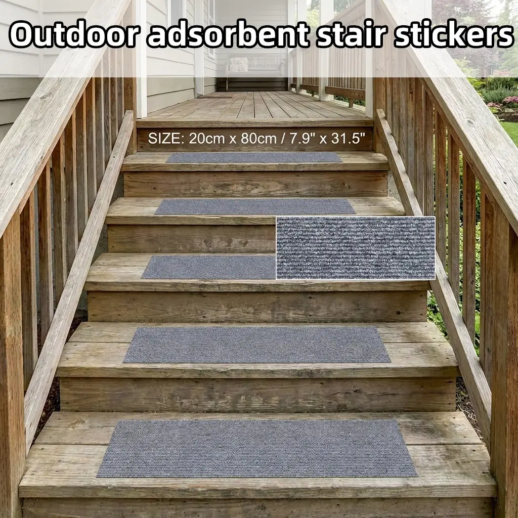 Outdoor Stair Non-Slip Pad, Adhesive Step Sticker, Waterproof Durable Mat, Dirty-Resistant, Easy Install, Quiet Noise Reduction, Non Skid Mats