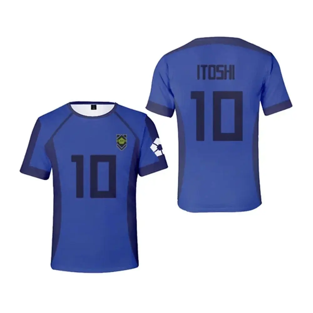 Blue Lock Anime Japanese Isagi Yoichi Football Jersey T-shirt Cosplay Hyoma Chigiri Meguru Bachira Tee Original Children Clothes