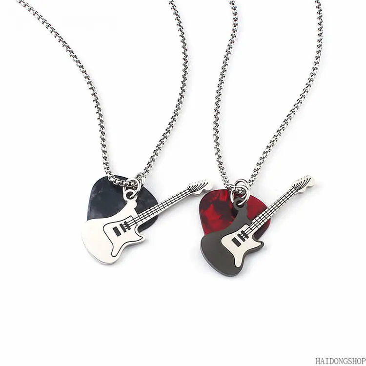 Rock Style Guitar Pick Pendant Necklace for Men & Women, Dainty Daily Wear Music Themed Jewelry, Thoughtful Gift for Guitar Players and Music Lovers season witchy men's holiday haul christmas birthday anniversary exquisite chain luxury wear gift elegant