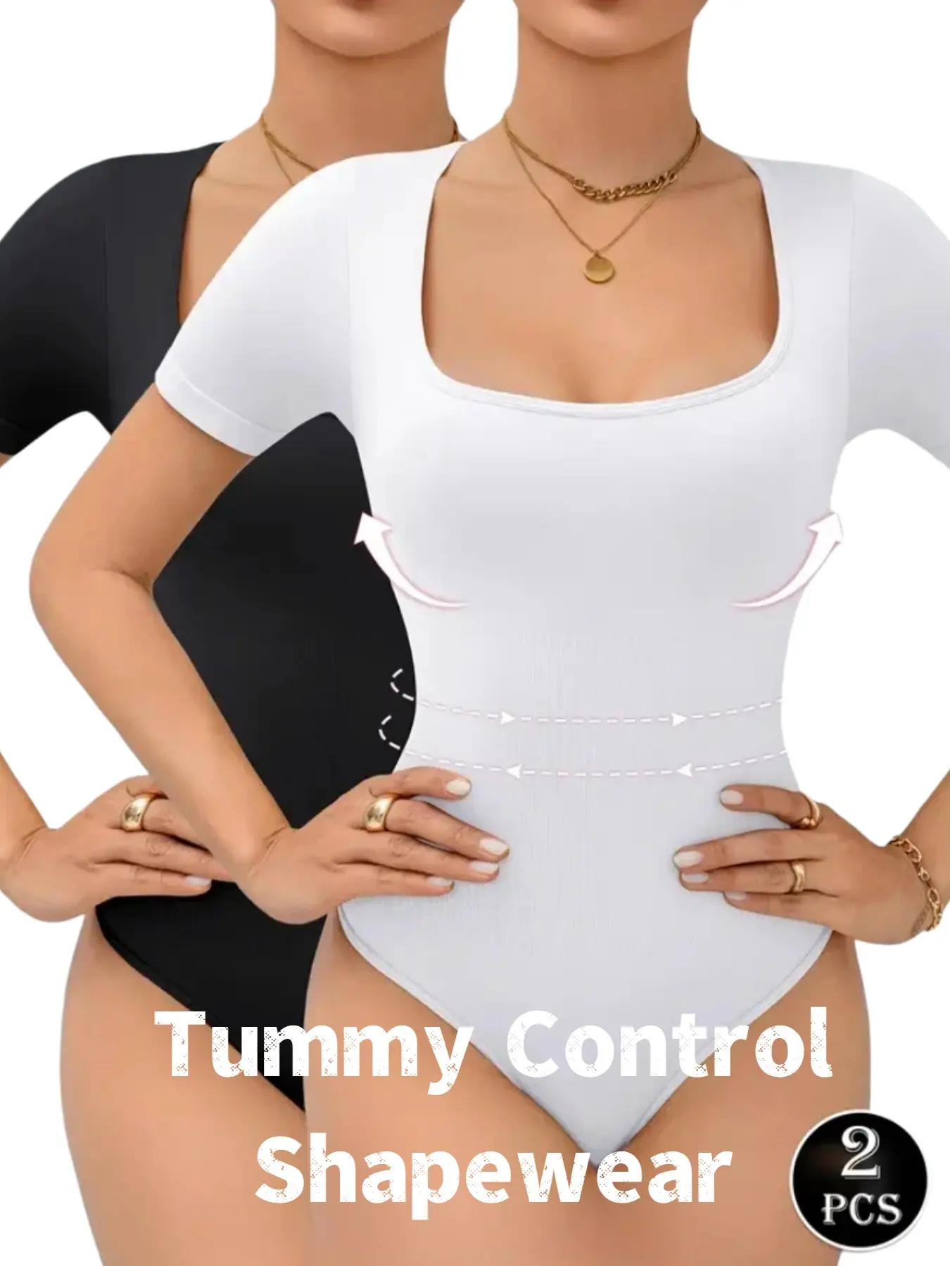 Women's Solid Color Square Neck Shapewear Bodysuit, Body Sculpting Compression, Casual Tummy Control Butt Lifting Shaper, Ladies Shapewear for All Seasons, Waist Control Shapewear