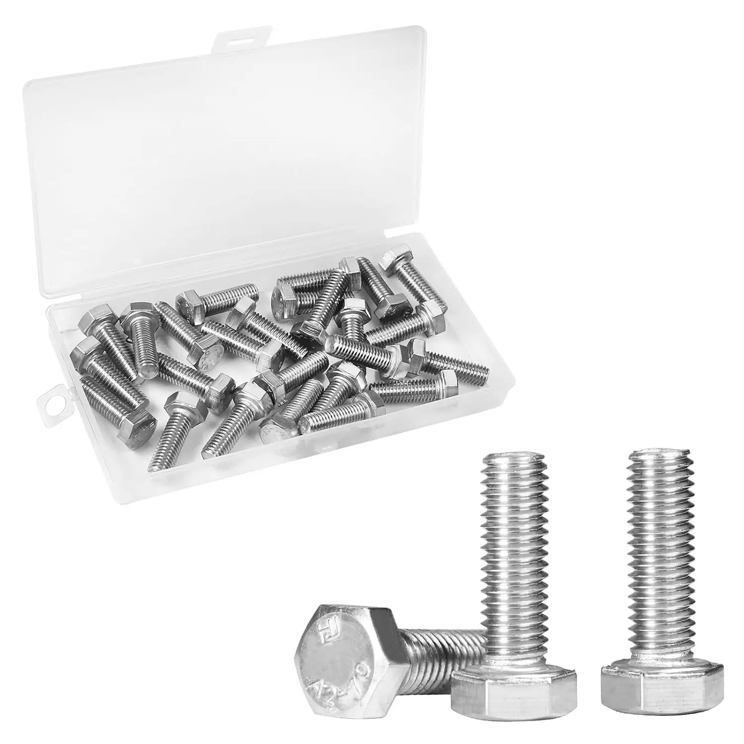 25 Pcs M8-1.25 x 25mm Hex Head Bolts, 304 Stainless Steel Fully Threaded Metric Machine Bolts, Bright FinishGift