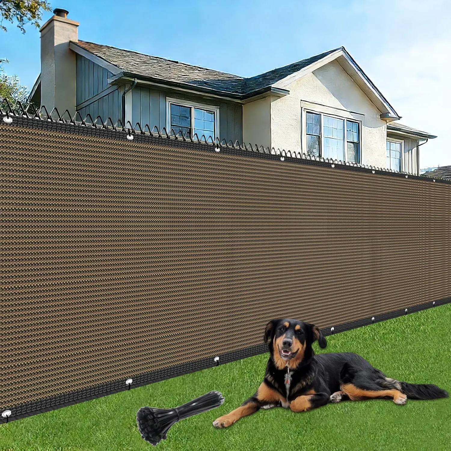 6' X 50' Fence  Screen 180 GSM Heavy Duty  Fence 90% Blockage Shade Net with Reinforced Bindings & Grommets for Backyard, Outdoor Patio, Pool Deck,