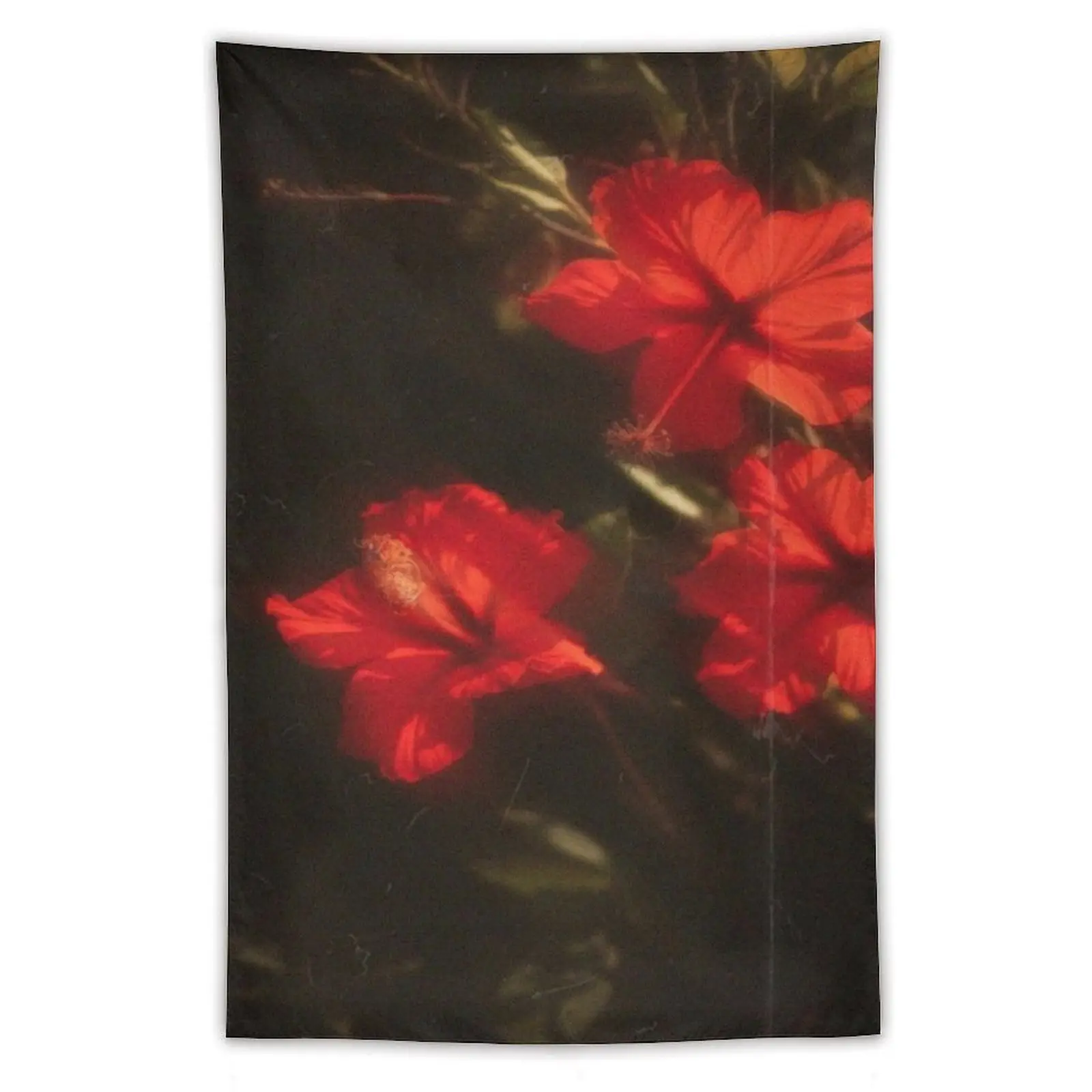 Vintage Dark Red Hibiscus Tapestry, Retro Oil Painting Floral Wall Hanging, Moody Botanical Aesthetic, Renaissance Style Wall Art, Gift for Art Lovers, Dark Academia Room Decor, Gothic Floral Fabric Banner
