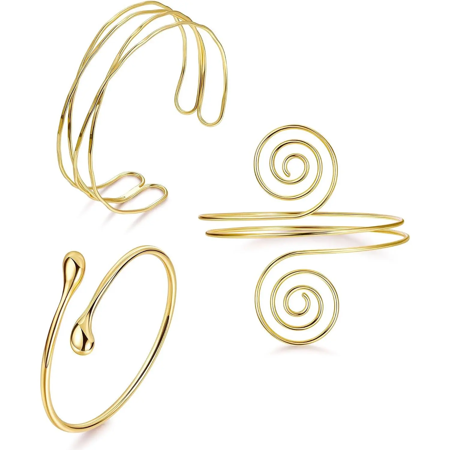 3 count Arm Cuff for Women Open Upper Arm Cuff Bangle Armlet   Adjustable Armband Arm Bracelet Set